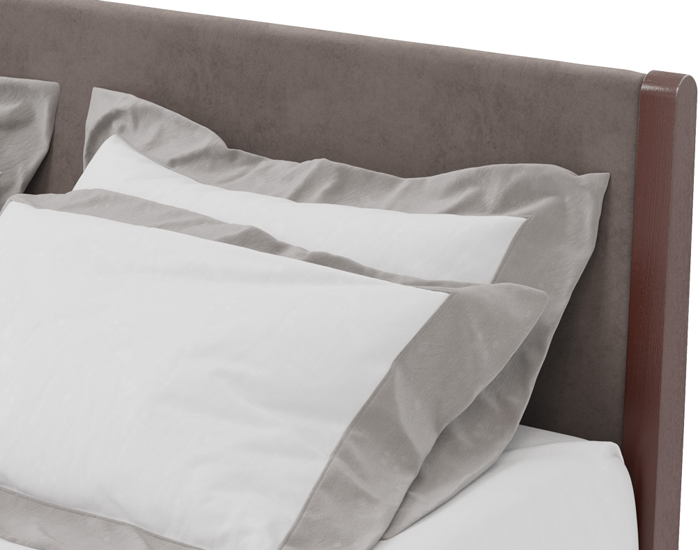 Кровать Дримлайн Ламба 1 бук-белый/иск.велюр-серый 160х200